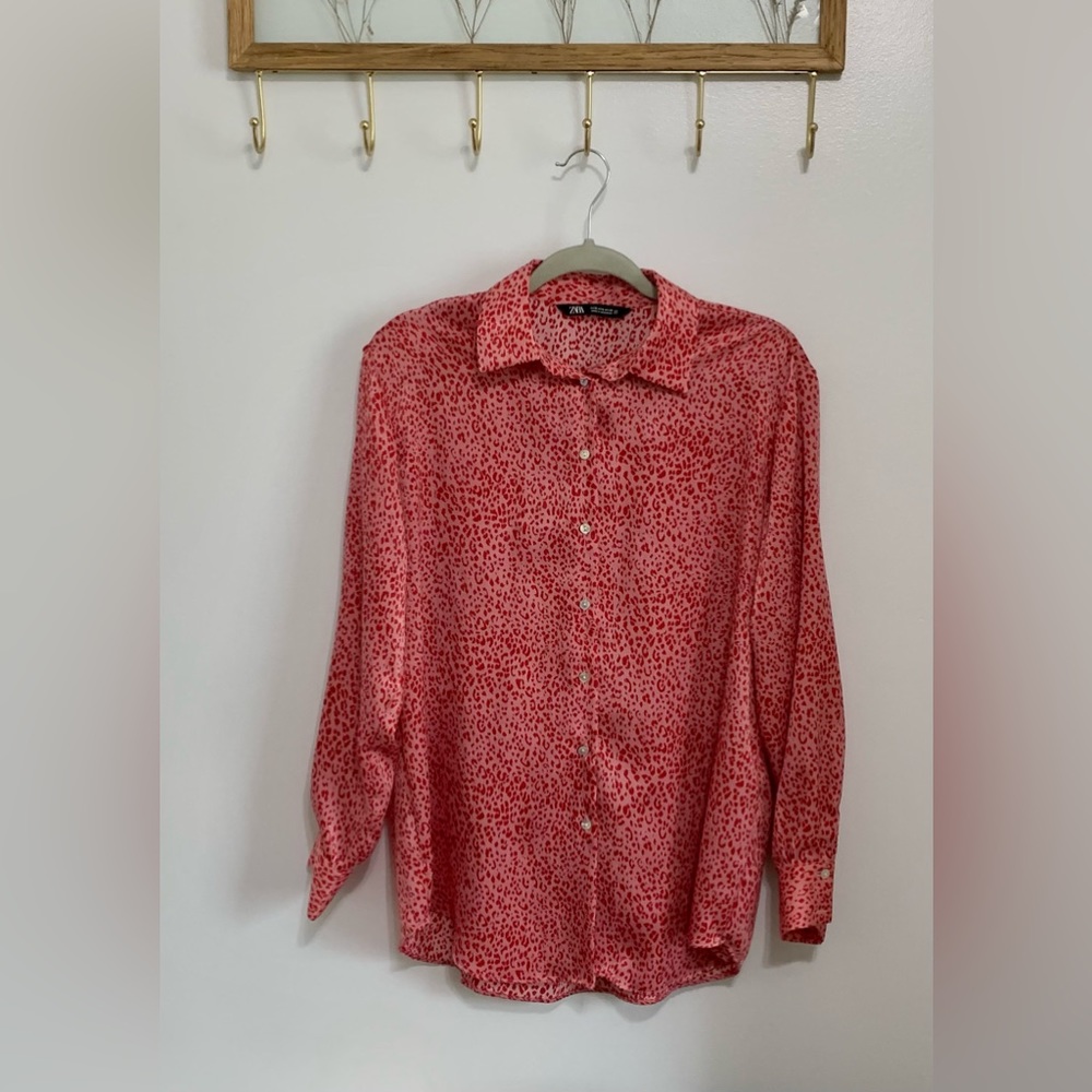 ZARA Pink Leopard Blouse